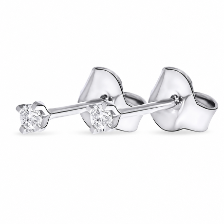  Witgouden solitaire oorstekers met diamant