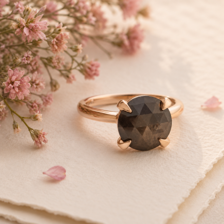 Bron ring Catch met bruine saffier