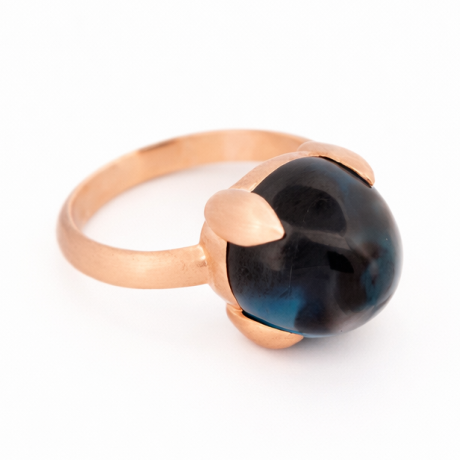  Roodgouden ring met londen blue topaas