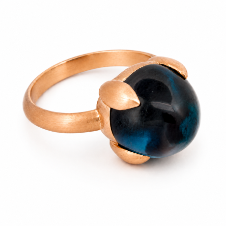  Roodgouden ring met londen blue topaas