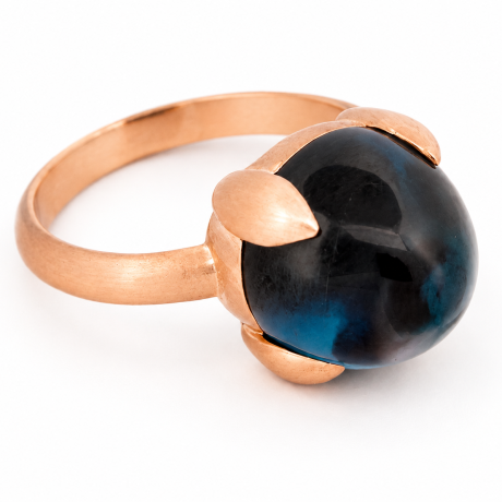  Roodgouden ring met londen blue topaas