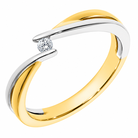  Bicolor ring met diamant in klemzetting