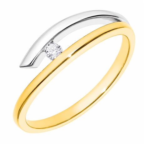 Bicolor ring boogje met diamant