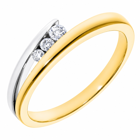  Bicolor gouden ring met 3 diamanten