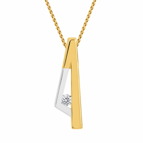  Bicolor gouden hanger driehoek met diamant