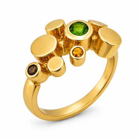 Geelgouden rondjes ring groot