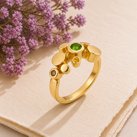 Geelgouden rondjes ring groot