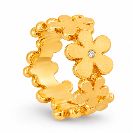 Geelgouden bloemen ring
