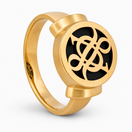  Jubileumring groot geelgoud met onyx