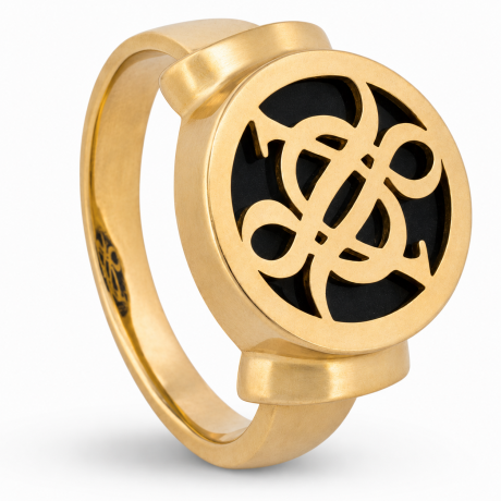  Jubileumring groot geelgoud met onyx