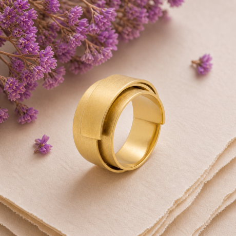 Brede geelgouden wikkelring
