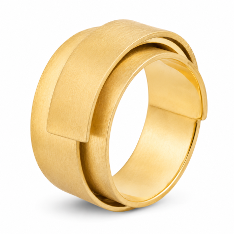 Brede geelgouden wikkelring