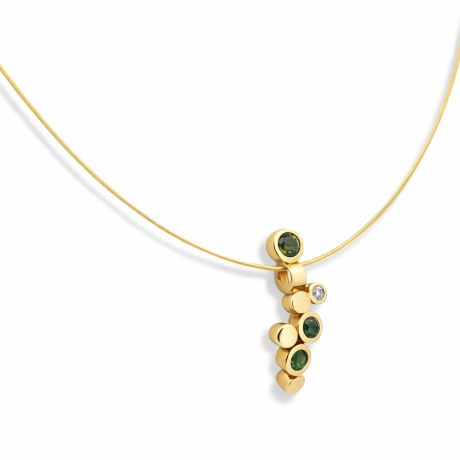 Rondjes hanger geelgoud met diverse edelstenen