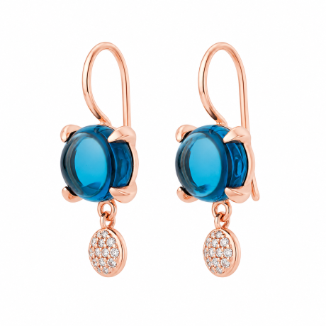  Bron oorhangers Catch met Topaas en diamant