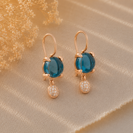 Bron oorhangers Catch met Topaas en diamant