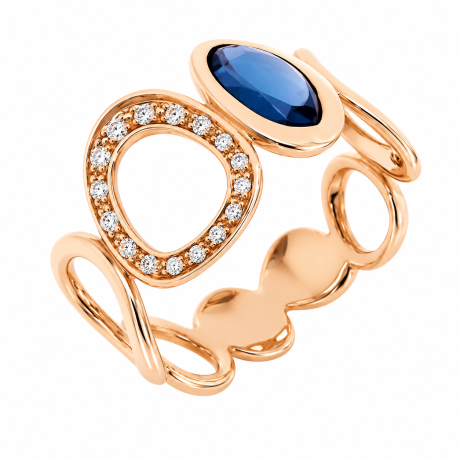  gouden ring opengewerkt met diamant en topaas