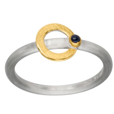 Zilveren ring met gouden rondje