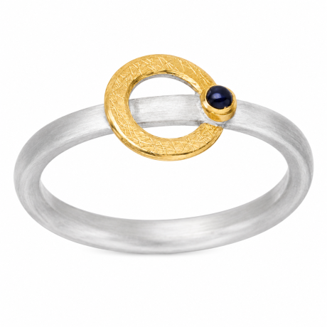  Zilveren ring met gouden rondje