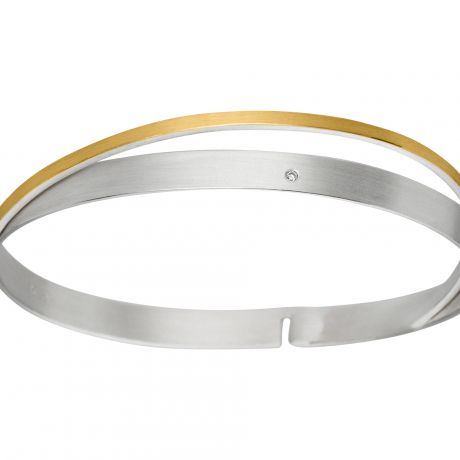  Zilveren armband met gouden strip