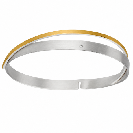  Zilveren armband met gouden strip