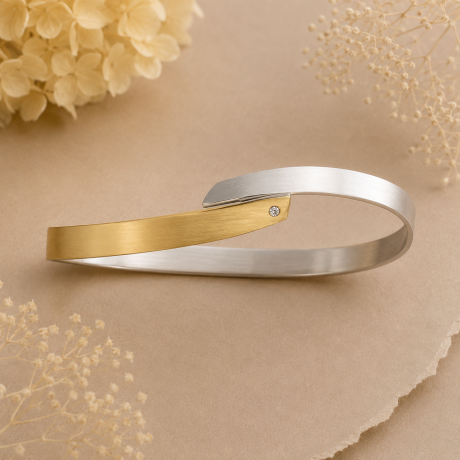 Zilveren armband met goud gebogen