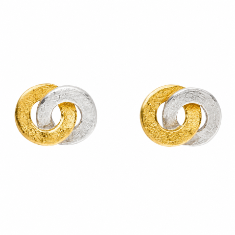 Oorstekers zilver en goud cirkels door elkaar