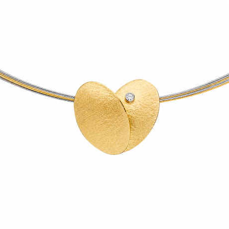  Zilver met gouden hanger hart vorm