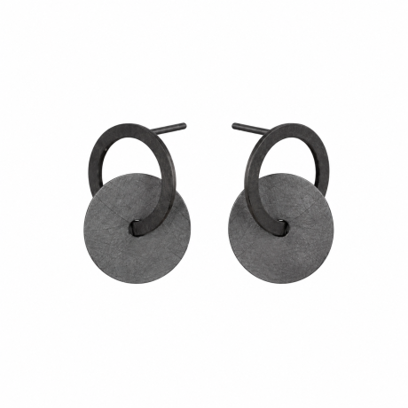  Oorhangers dubbele cirkel zwart