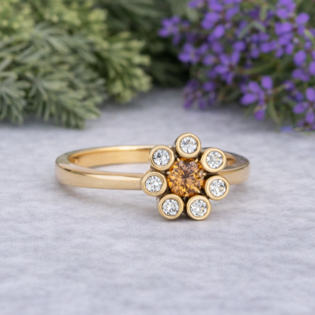 Ring bloem met diamant