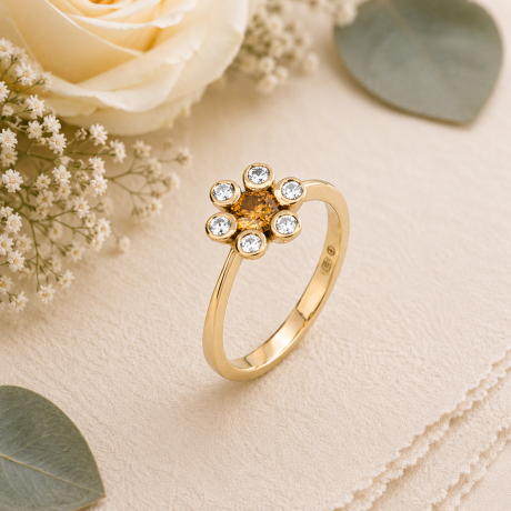 Ring bloem met diamant