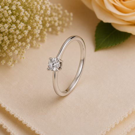 Solitair ring witgoud