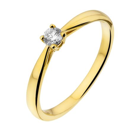  Solitair ring geelgoud met 4 poot chaton