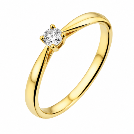  Solitair ring geelgoud met 4 poot chaton