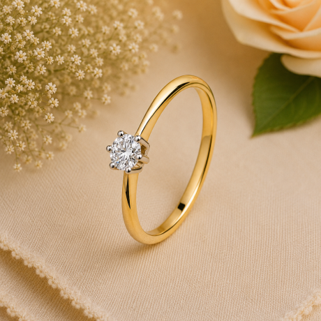 Solitair ring met 6 pootchaton