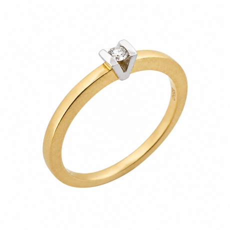 Solitair ring met V zetting