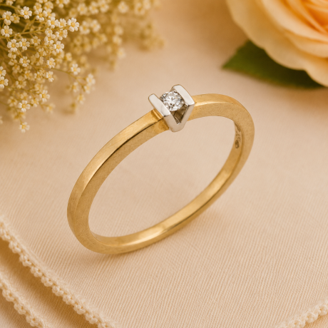 Solitair ring met V zetting