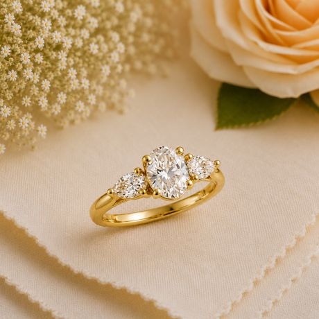 Geelgouden Trinity ring met Lab grown diamanten
