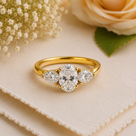 Geelgouden Trinity ring met Lab grown diamanten