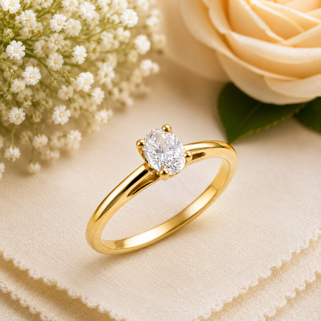 Solitair ring met ovale diamant