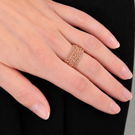 Bolletjes ring breed Rosé goud