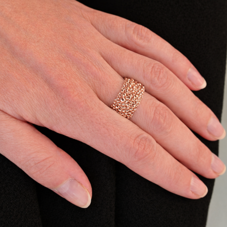 Bolletjes ring breed Rosé goud