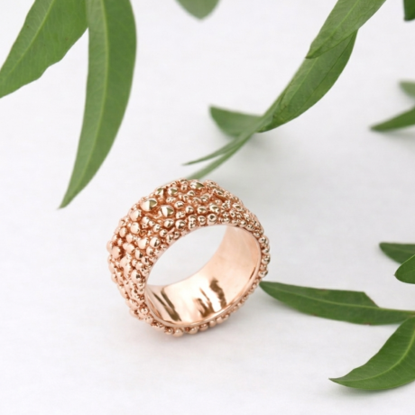 Bolletjes ring breed Rosé goud