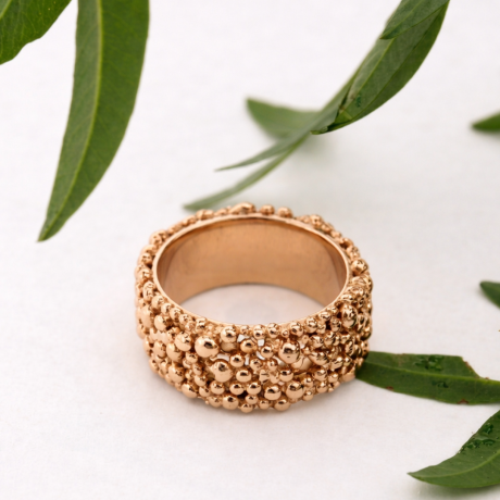 Bolletjes ring breed Rosé goud