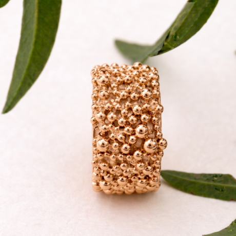 Bolletjes ring breed Rosé goud
