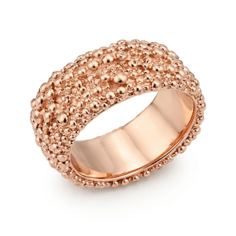 Bolletjes ring breed Rosé goud