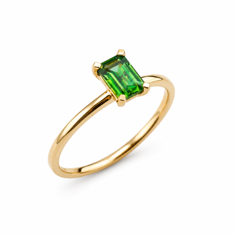  Geelgouden ring met baguette geslepen toermalijn