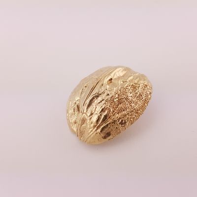 Gouden walnoot broche met vinger afdruk