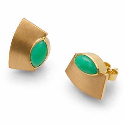 Geelgouden oorstekers met chrysopraas Zuurdeeg en Ockels