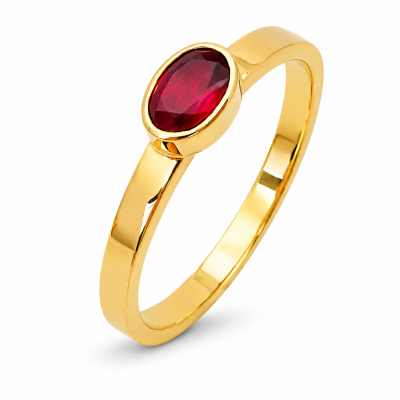 Geelgouden ring met robijn Zuurdeeg en Ockels.