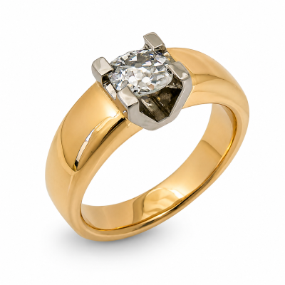 Goeden ring met V-chaton met diamant Zuurdeeg en Ockels